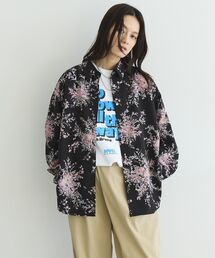 【日本製】ピーチファイユフラワープリントロングシャツ