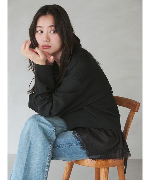 Mila Owen(ミラオーウェン)の「シアーVネックトプルーオーバー(ニット/セーター・レディース・ブラック/イエロー/アイボリー・F)」の11枚目の写真
