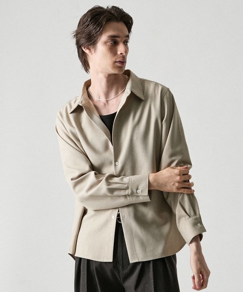 CLEL（クレイル）の「【CLEL】Linen Blend Regular Collar Shirt / リネンブレンド レギュラーカラーシャツ【セットアップ対応】（シャツ/ブラウス・メンズ・ナチュラル/ベージュ/ブラック/ブラック系・XS/S/L/M）」の3枚目の写真