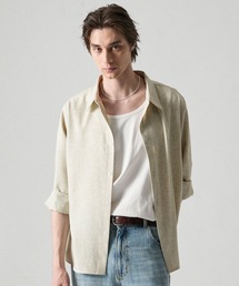 CLEL(�N���C��)�́yCLEL�zLinen Blend Regular Collar Shirt / ���l���u�����h ���M�����[�J���[�V���c�y�Z�b�g�A�b�v�Ή��z(�V���c/�u���E�X)