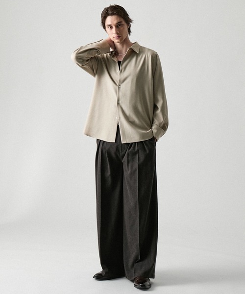 CLEL（クレイル）の「【CLEL】Linen Blend Regular Collar Shirt / リネンブレンド レギュラーカラーシャツ【セットアップ対応】（シャツ/ブラウス・メンズ・ナチュラル/ベージュ/ブラック/ブラック系・XS/S/L/M）」の13枚目の写真