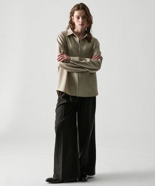 CLEL（クレイル）の「【CLEL】Linen Blend Regular Collar Shirt / リネンブレンド レギュラーカラーシャツ【セットアップ対応】（シャツ/ブラウス・メンズ・ナチュラル/ベージュ/ブラック/ブラック系・XS/S/L/M）」の18枚目の写真
