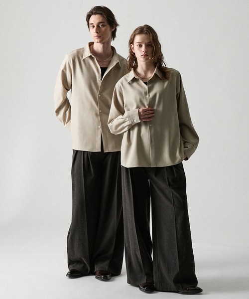 CLEL（クレイル）の「【CLEL】Linen Blend Regular Collar Shirt / リネンブレンド レギュラーカラーシャツ【セットアップ対応】（シャツ/ブラウス・メンズ・ナチュラル/ベージュ/ブラック/ブラック系・XS/S/L/M）」の21枚目の写真