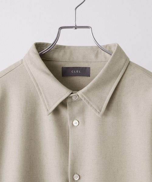 CLEL（クレイル）の「【CLEL】Linen Blend Regular Collar Shirt / リネンブレンド レギュラーカラーシャツ【セットアップ対応】（シャツ/ブラウス・メンズ・ナチュラル/ベージュ/ブラック/ブラック系・XS/S/L/M）」の8枚目の写真
