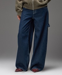 LOOP WITH BUCKLE WIDE LEG DENIM PANTS