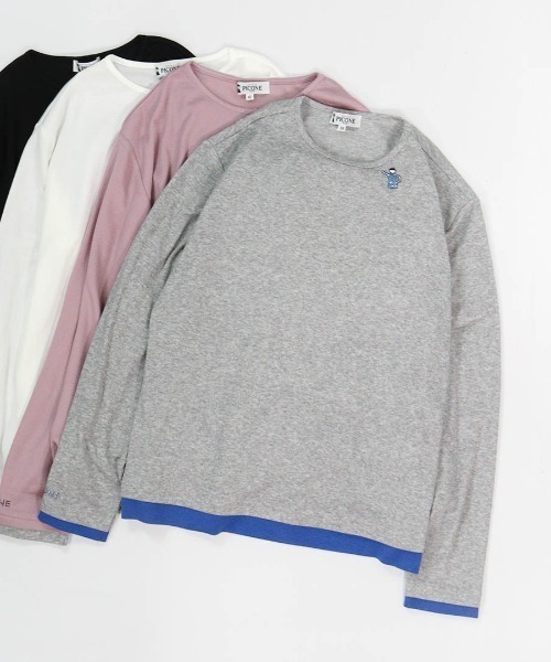 STUDIO PICONE(スタジオピッコーネ)の「ワッペン付きバイカラープルオーバー(Tシャツ/カットソー・レディース・グレー/ブラック/ホワイト/ピンク・LL/L/M)」の3枚目の写真