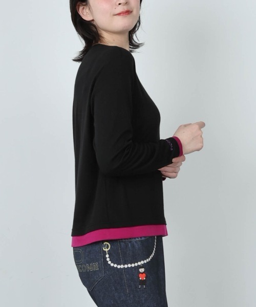 STUDIO PICONE(スタジオピッコーネ)の「ワッペン付きバイカラープルオーバー(Tシャツ/カットソー・レディース・グレー/ブラック/ホワイト/ピンク・LL/L/M)」の5枚目の写真