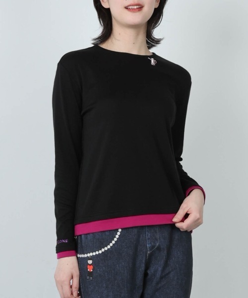 STUDIO PICONE(スタジオピッコーネ)の「ワッペン付きバイカラープルオーバー(Tシャツ/カットソー・レディース・グレー/ブラック/ホワイト/ピンク・LL/L/M)」の6枚目の写真