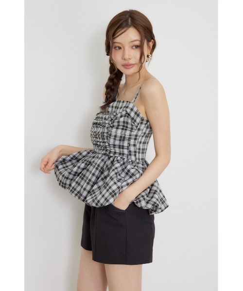 rienda(リエンダ)の「ペプラムベアトップス 夏服 秋服(シャツ/ブラウス・レディース・ホワイト/ブラック系その他/ブラック・MEDIUM/SMALL)」の4枚目の写真
