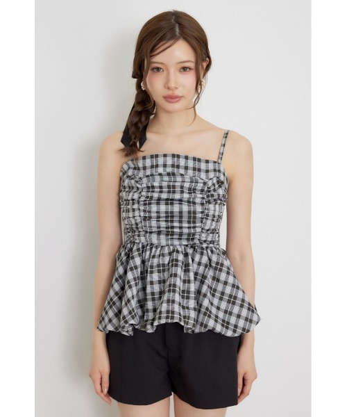 rienda(リエンダ)の「ペプラムベアトップス 夏服 秋服(シャツ/ブラウス・レディース・ホワイト/ブラック系その他/ブラック・MEDIUM/SMALL)」の6枚目の写真