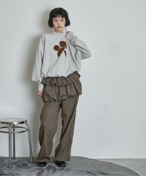 THE YOn(ザヨン)の「サイドギャザーツイードパンツ(その他パンツ・レディース・ブラウン/グレー・M/S)」の3枚目の写真