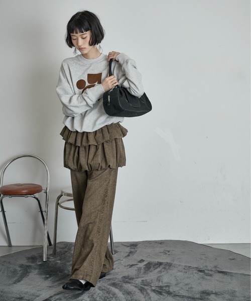 THE YOn(ザヨン)の「サイドギャザーツイードパンツ(その他パンツ・レディース・ブラウン/グレー・M/S)」の10枚目の写真