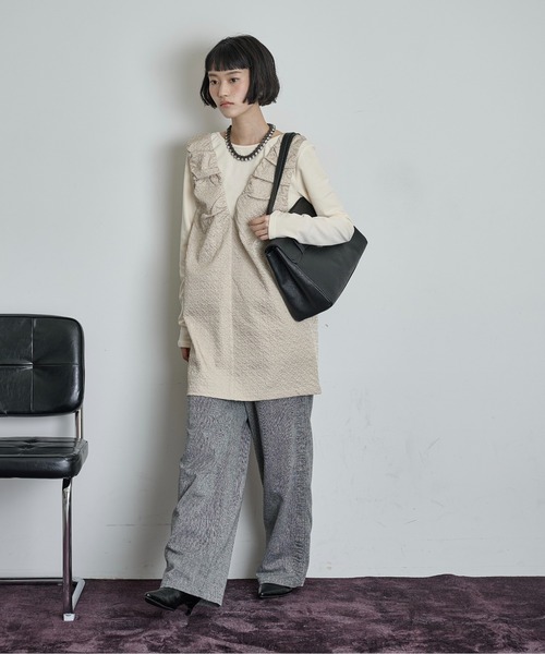 THE YOn(ザヨン)の「サイドギャザーツイードパンツ(その他パンツ・レディース・ブラウン/グレー・M/S)」の14枚目の写真