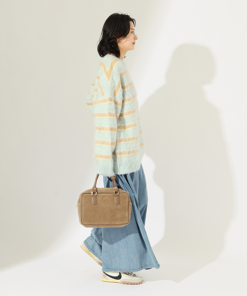JOURNAL STANDARD（ジャーナルスタンダード）の「《新色あり/WEB限定追加》マルチボーダーシャギーニット（ニット/セーター・レディース・ブラック/サックスブルー・FREE）」の10枚目の写真