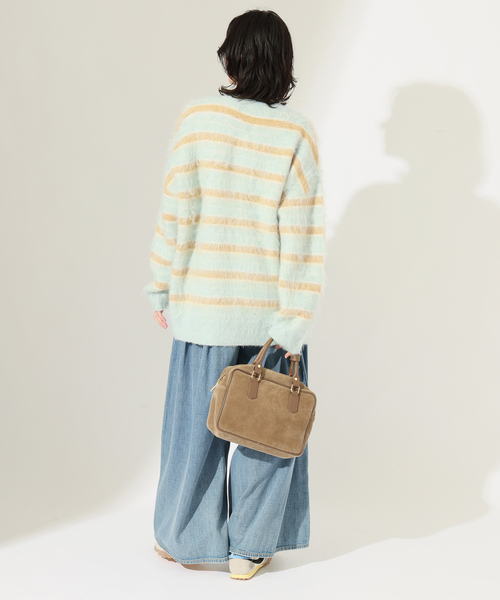JOURNAL STANDARD（ジャーナルスタンダード）の「《新色あり/WEB限定追加》マルチボーダーシャギーニット（ニット/セーター・レディース・ブラック/サックスブルー・FREE）」の11枚目の写真