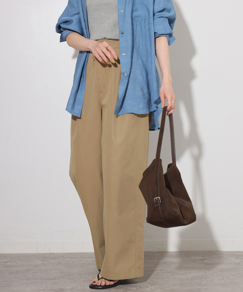JOURNAL STANDARD relume（ジャーナルスタンダード　レリューム）の「TCツイルワイドパンツ（その他パンツ・レディース・ベージュ/ブラック/ブラウン・38/36）」の3枚目の写真