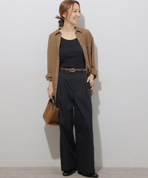 JOURNAL STANDARD relume（ジャーナルスタンダード　レリューム）の「TCツイルワイドパンツ（その他パンツ・レディース・ベージュ/ブラック/ブラウン・38/36）」の4枚目の写真