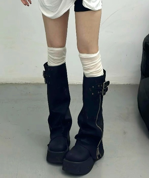 Vipoa(ヴィポア)の「Volume cover long boots(ブーツ・レディース・ブラック/ブラウン・SMALL/MEDIUM/LARGE)」の1枚目の写真