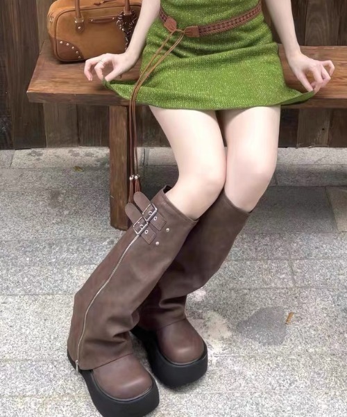 Vipoa(ヴィポア)の「Volume cover long boots(ブーツ・レディース・ブラック/ブラウン・SMALL/MEDIUM/LARGE)」の3枚目の写真