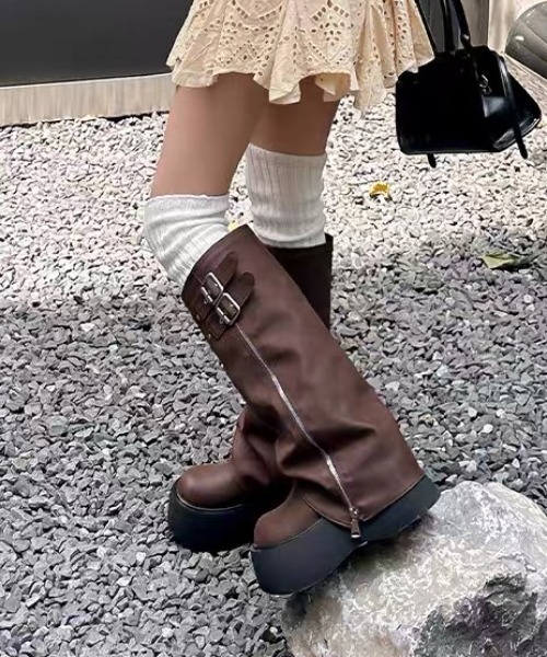 Vipoa(ヴィポア)の「Volume cover long boots(ブーツ・レディース・ブラック/ブラウン・SMALL/MEDIUM/LARGE)」の6枚目の写真