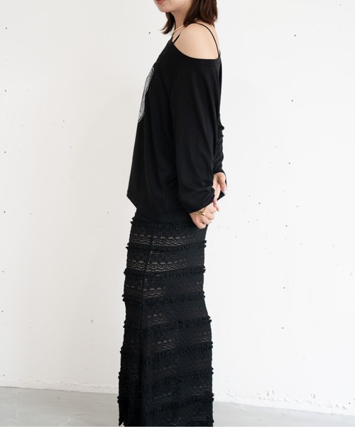 bashful base Oriental(バッシュフルベースオリエンタル)の「【bbO】ルーズネックナンバリングクロップドロンT(Tシャツ/カットソー・レディース・レッド/ホワイト/ブラック・FREE)」の5枚目の写真