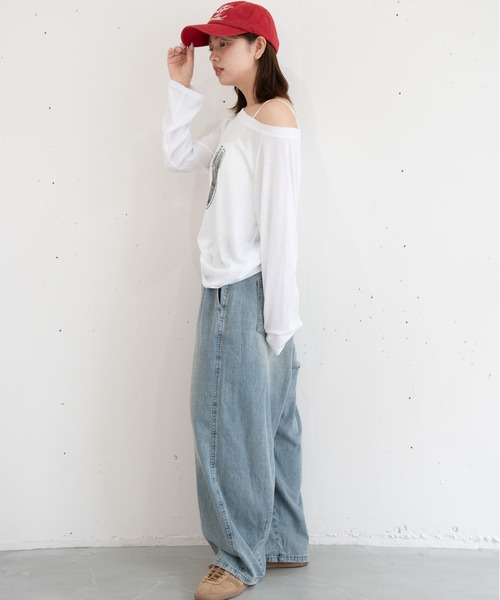 bashful base Oriental(バッシュフルベースオリエンタル)の「【bbO】ルーズネックナンバリングクロップドロンT(Tシャツ/カットソー・レディース・レッド/ホワイト/ブラック・FREE)」の10枚目の写真