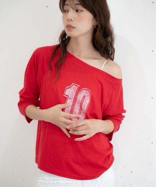 bashful base Oriental(バッシュフルベースオリエンタル)の「【bbO】ルーズネックナンバリングクロップドロンT(Tシャツ/カットソー・レディース・レッド/ホワイト/ブラック・FREE)」の19枚目の写真