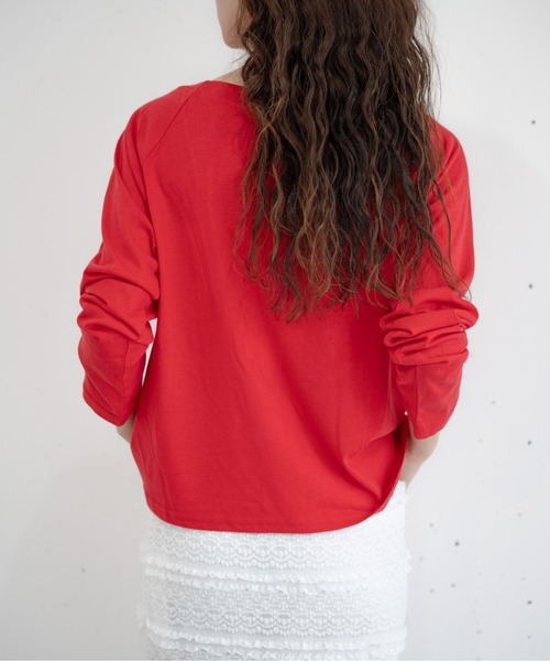 bashful base Oriental(バッシュフルベースオリエンタル)の「【bbO】ルーズネックナンバリングクロップドロンT(Tシャツ/カットソー・レディース・レッド/ホワイト/ブラック・FREE)」の22枚目の写真