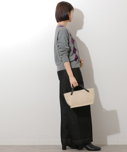 JOURNAL STANDARD relume(ジャーナルスタンダード レリューム)の「ウォッシャブルアーガイル クルーネックカーディガン(カーディガン/ボレロ・レディース・ブラウン/グレー・FREE)」の4枚目の写真