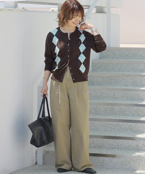 JOURNAL STANDARD relume(ジャーナルスタンダード レリューム)の「ウォッシャブルアーガイル クルーネックカーディガン(カーディガン/ボレロ・レディース・ブラウン/グレー・FREE)」の10枚目の写真
