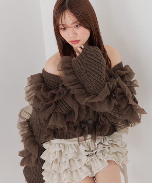 Heather(ヘザー)の「メニーチュールフリルカーディガン 1080887(カーディガン/ボレロ・レディース・ブラウン/グレー/オフホワイト/ピンク・FREE)」の22枚目の写真