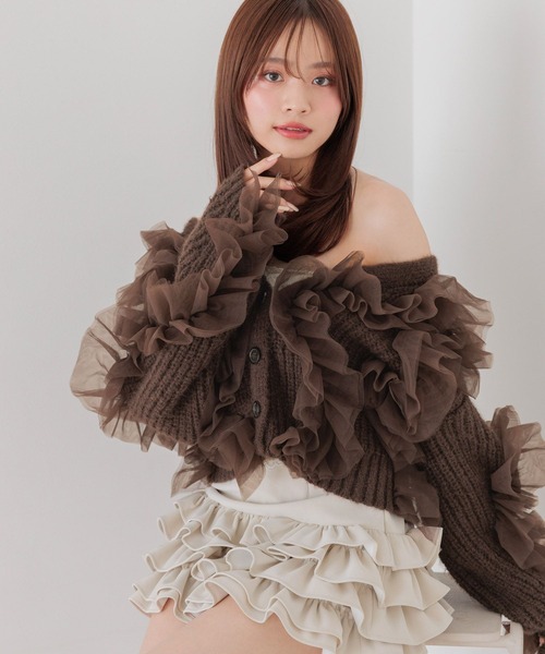 Heather(ヘザー)の「メニーチュールフリルカーディガン 1080887(カーディガン/ボレロ・レディース・ブラウン/グレー/オフホワイト/ピンク・FREE)」の20枚目の写真
