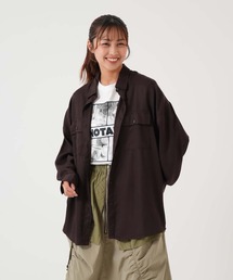 ポケ付き長袖BIGロングシャツ