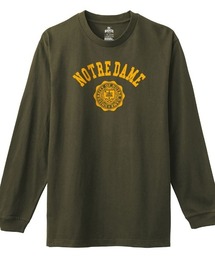 Ol' Basics(オール・ベーシックス) 長袖Tシャツ NOTREDAME ロゴ カレッジロゴ プリント 袖リブ ロンT ロングTシャツ トップス カットソー レディース