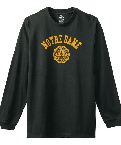 Ol' Basics(オールベーシックス)の「Ol' Basics(オール・ベーシックス) 長袖Tシャツ NOTREDAME ロゴ カレッジロゴ プリント 袖リブ ロンT ロングTシャツ トップス カットソー レディース(Tシャツ/カットソー・レディース・アーミー/ネイビー/バーガンディー/スミクロ・XS/S)」の2枚目の写真