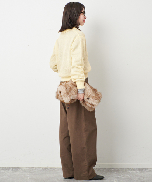 SLOBE IENA（スローブイエナ）の「シアーモヘヤ混襟付きニット（ニット/セーター・レディース・イエロー/ボルドー・FREE）」の13枚目の写真