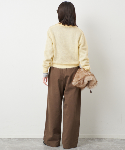 SLOBE IENA（スローブイエナ）の「シアーモヘヤ混襟付きニット（ニット/セーター・レディース・イエロー/ボルドー・FREE）」の15枚目の写真