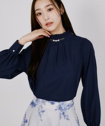 【ZOZO限定】パール×チェーンフリルネックアソートパターンブラウス