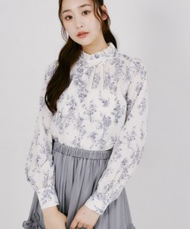 【ZOZO限定】パール×チェーンフリルネックアソートパターンブラウス