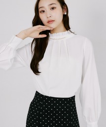 【ZOZO限定】パール×チェーンフリルネックアソートパターンブラウス