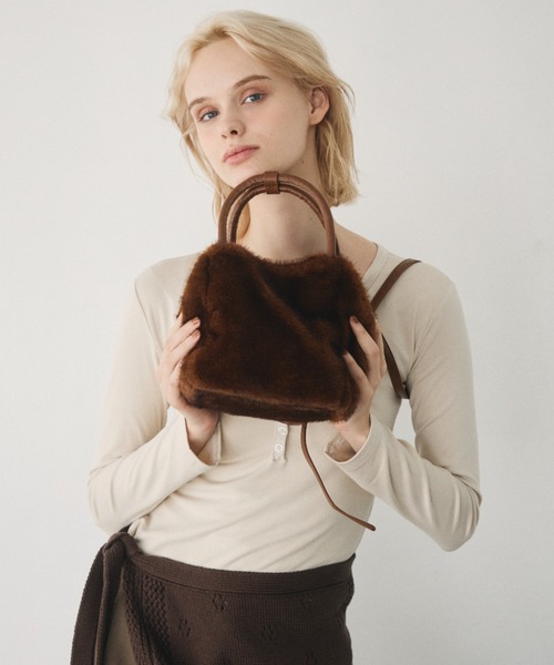 Crisp(クリスプ)の「2way square fur mini bag / 2wayスクエアファーミニバッグ(ハンドバッグ・レディース・ブラウン/アイボリー・FREE)」の13枚目の写真