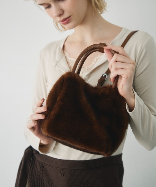 Crisp(クリスプ)の「2way square fur mini bag / 2wayスクエアファーミニバッグ(ハンドバッグ・レディース・ブラウン/アイボリー・FREE)」の8枚目の写真