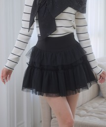 チュールティアードミニスカート