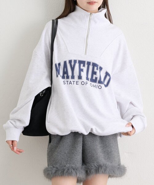 mystic（ミスティック）の「ハーフジップロゴスウェット（Tシャツ/カットソー・レディース・グレー/チャコールグレー・FREE）」の4枚目の写真