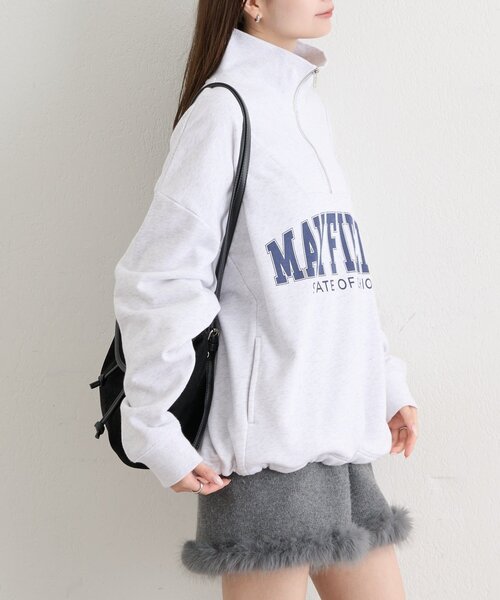 mystic（ミスティック）の「ハーフジップロゴスウェット（Tシャツ/カットソー・レディース・グレー/チャコールグレー・FREE）」の5枚目の写真