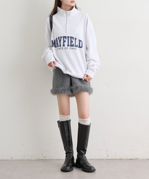 mystic（ミスティック）の「ハーフジップロゴスウェット（Tシャツ/カットソー・レディース・グレー/チャコールグレー・FREE）」の8枚目の写真