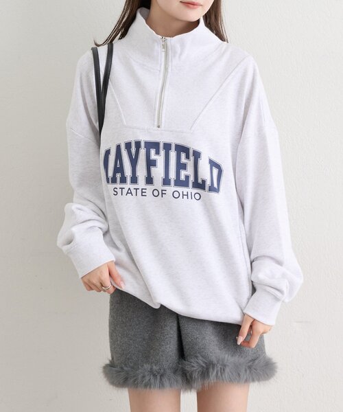mystic（ミスティック）の「ハーフジップロゴスウェット（Tシャツ/カットソー・レディース・グレー/チャコールグレー・FREE）」の11枚目の写真