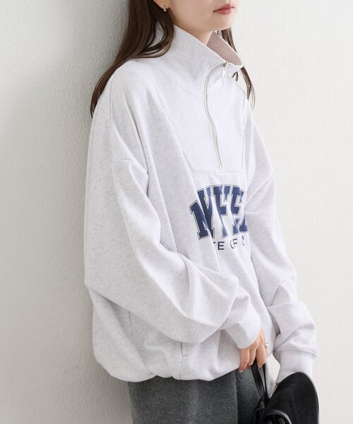 mystic（ミスティック）の「ハーフジップロゴスウェット（Tシャツ/カットソー・レディース・グレー/チャコールグレー・FREE）」の12枚目の写真