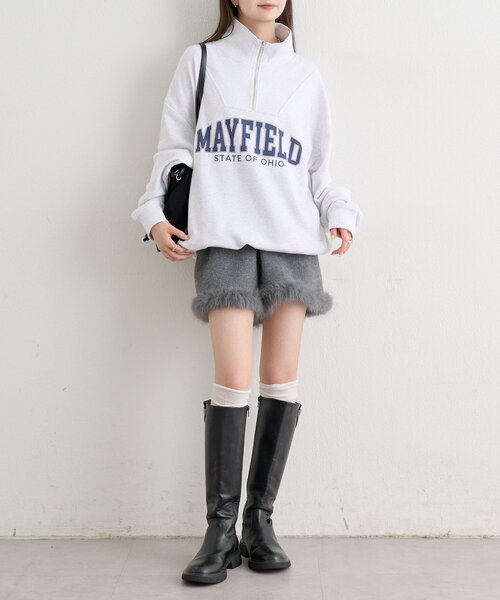 mystic（ミスティック）の「ハーフジップロゴスウェット（Tシャツ/カットソー・レディース・グレー/チャコールグレー・FREE）」の15枚目の写真