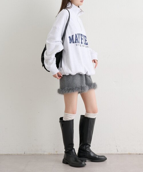 mystic（ミスティック）の「ハーフジップロゴスウェット（Tシャツ/カットソー・レディース・グレー/チャコールグレー・FREE）」の16枚目の写真
